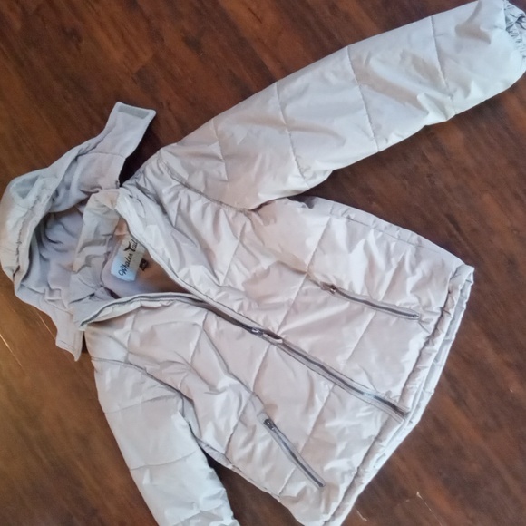 Whales Tail Cream Fleece Lined Hooded Puffer Cold Weather Coat Sz Large - Picture 4 of 10